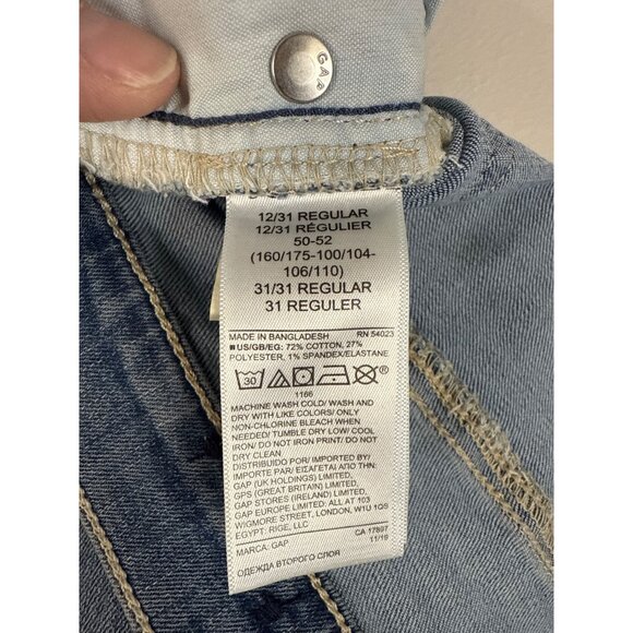 NWT Gap Denim Classic Straight Leg Jeans Regular Light Wash Distressed Look 12/3 - Picture 9 of 13